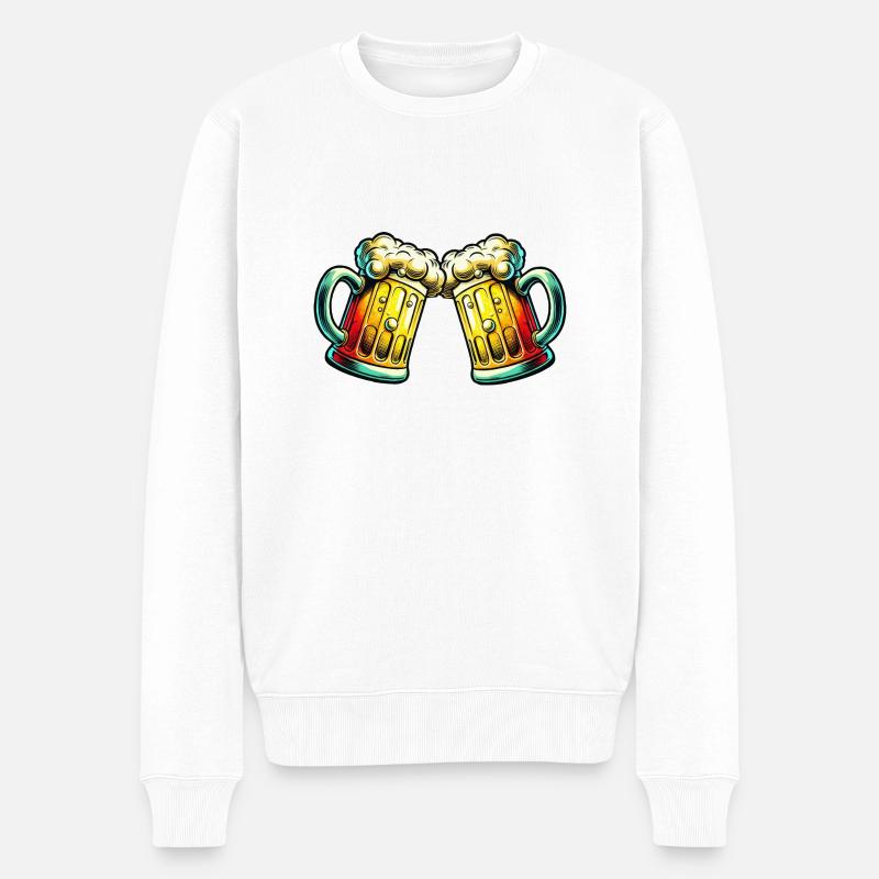 Bier anstoßen Bierglas - Männer Premium Bio Pullover - Weiß