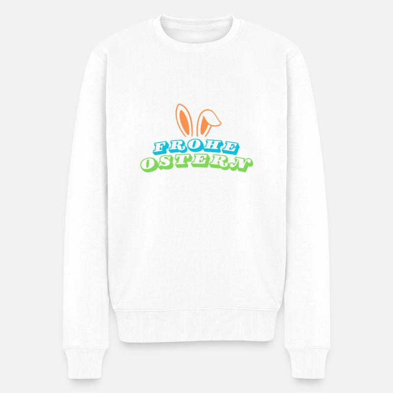 Frohe Ostern - Design mit Hasenohren - Männer Premium Bio Pullover - Weiß