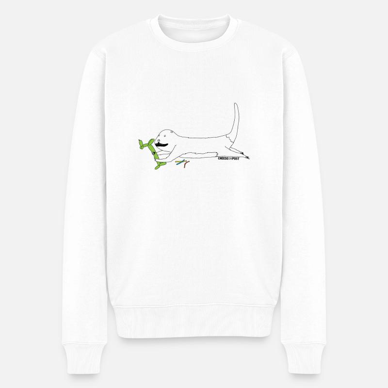 Otter mit Luftballons - Männer Premium Bio Pullover - Weiß