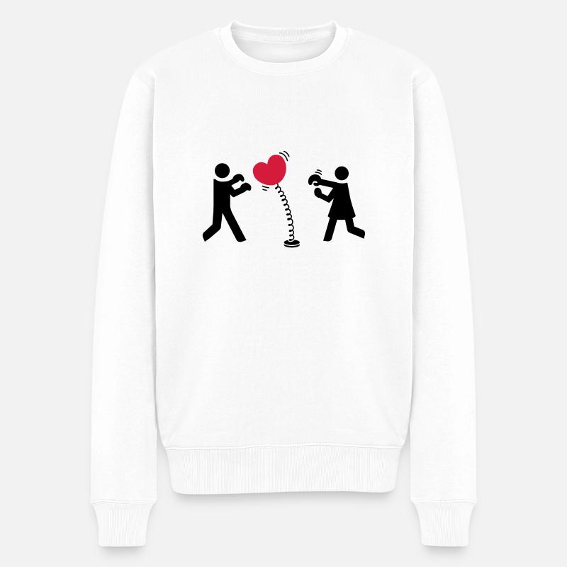 Herz boxen - Männer Premium Bio Pullover - Weiß