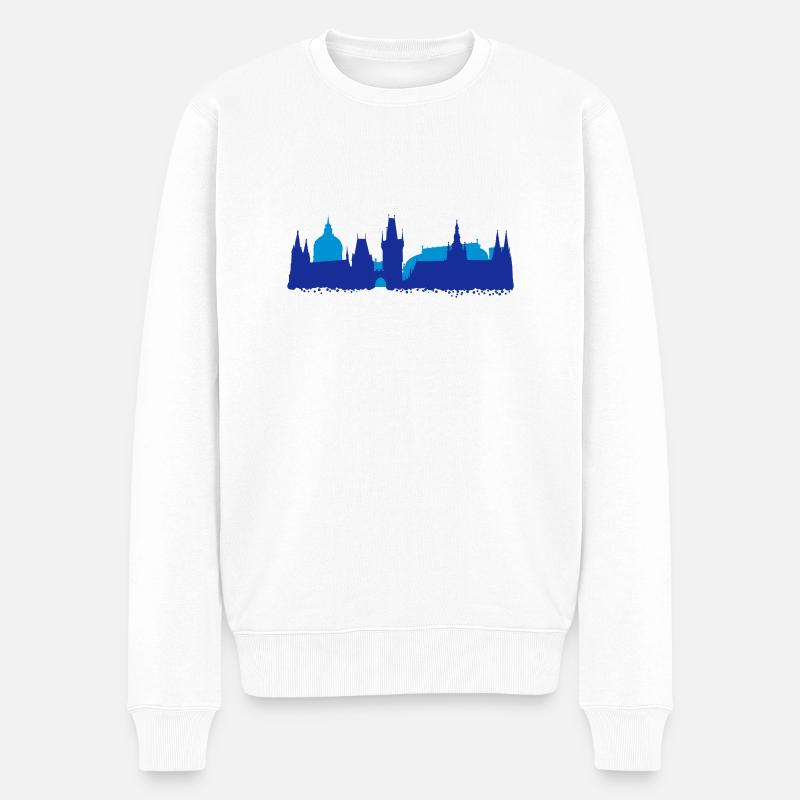 Prague Skyline - Pull Premium bio Homme - blanc
