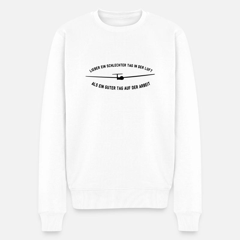 Segelflieger Tag Geschenk Pilot - Männer Premium Bio Pullover - Weiß