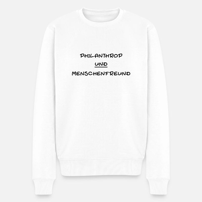Philanthrop und Menschenfreund - Männer Premium Bio Pullover - Weiß