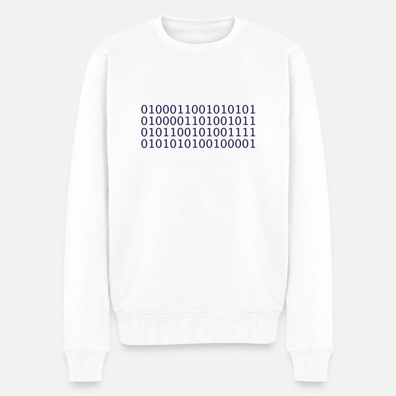 Binärcode (FUCK YOU!) - Männer Premium Bio Pullover - Weiß
