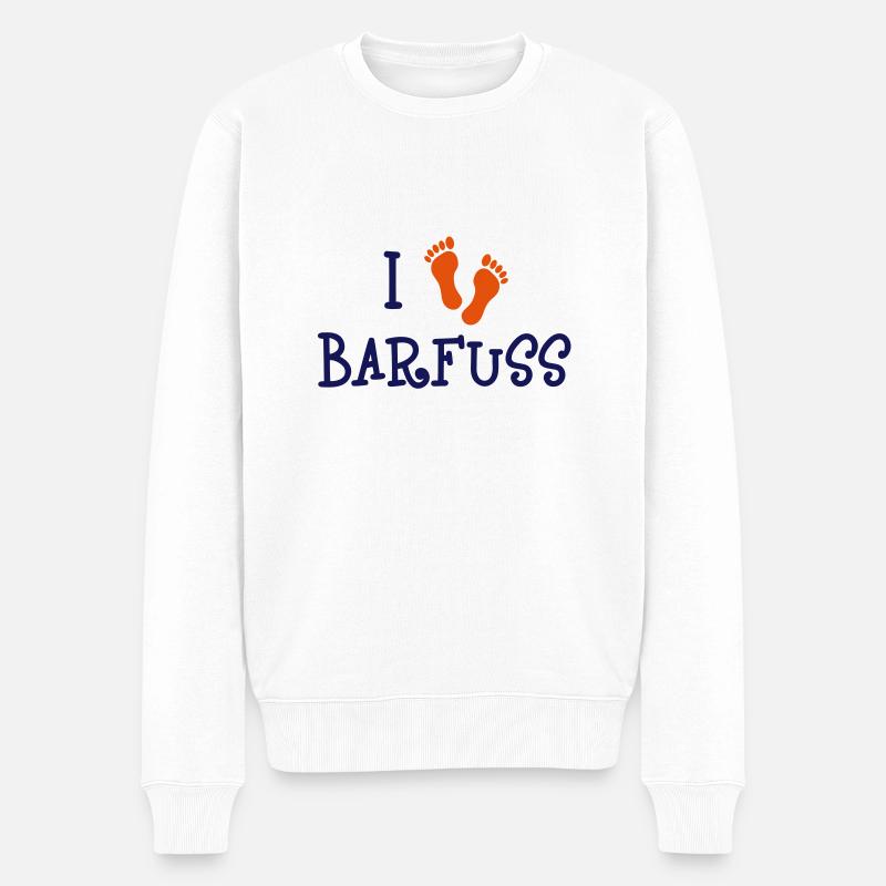 I Love Barfuss - Männer Premium Bio Pullover - Weiß