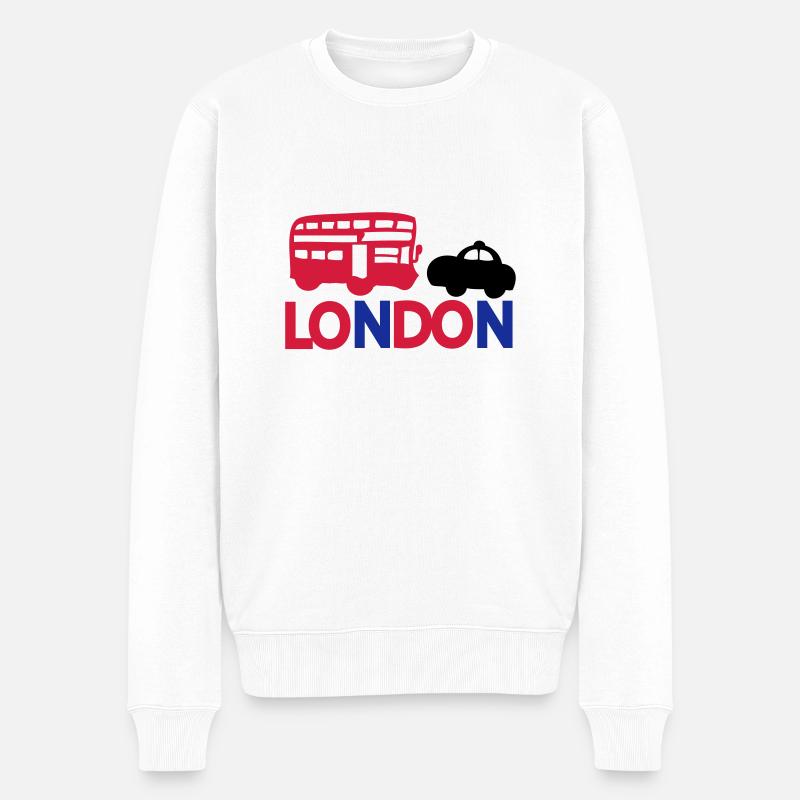 LONDON BLACK CAP ROUGE & BUS - Pull Premium bio Homme - blanc