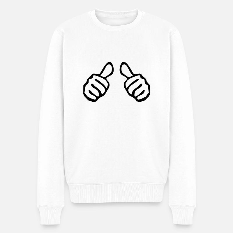 ich daumen pfeil auf mich - Männer Premium Bio Pullover - Weiß
