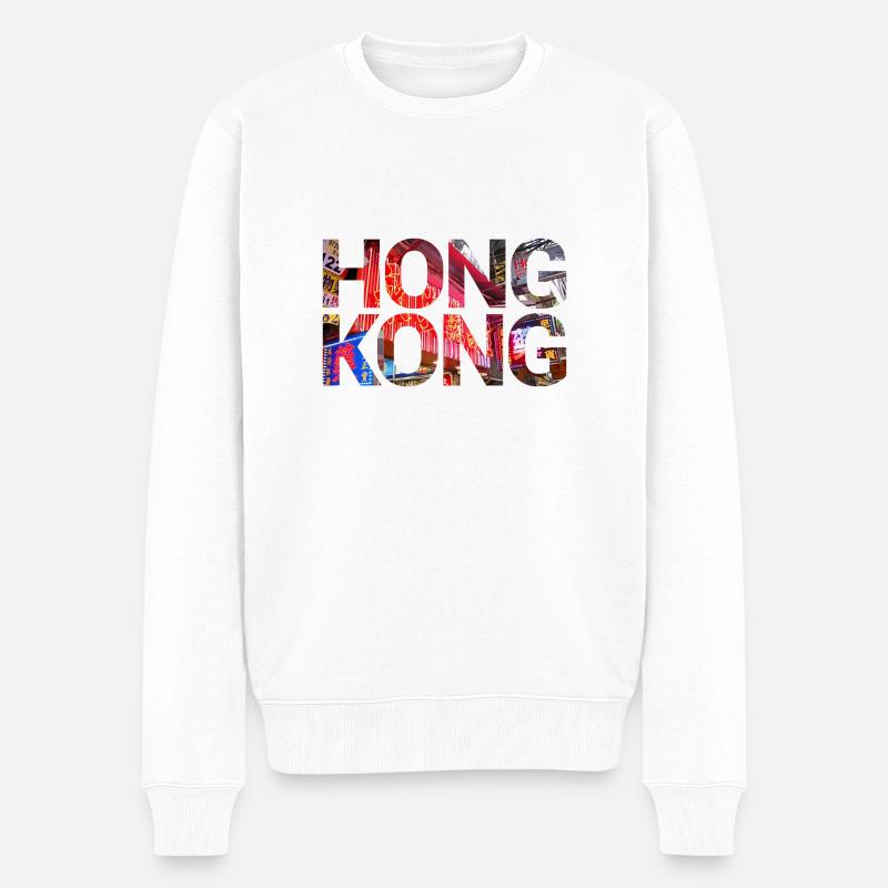 Hongkong - Männer Premium Bio Pullover - Weiß