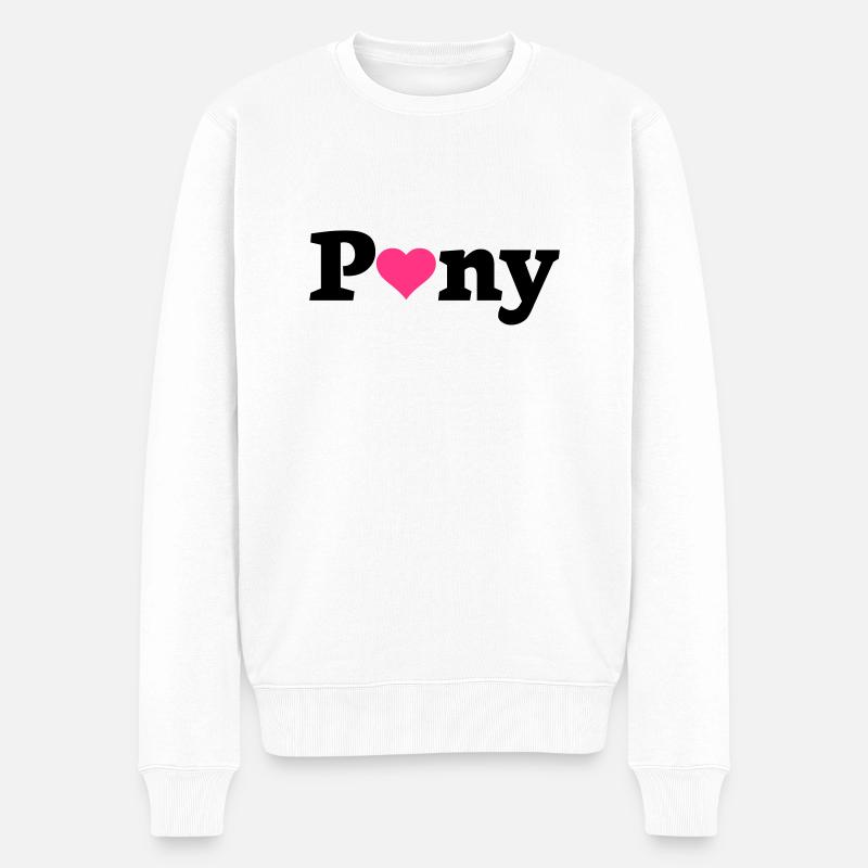 Pony Herz - Männer Premium Bio Pullover - Weiß