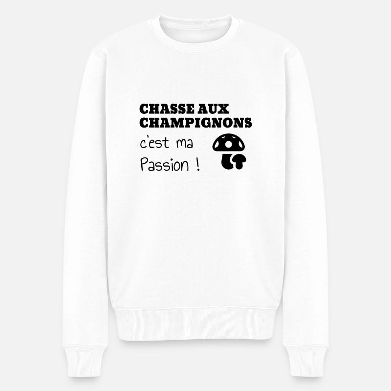 Chasse aux champignons / Champignon / Cueillette - Pull Premium bio Homme - blanc