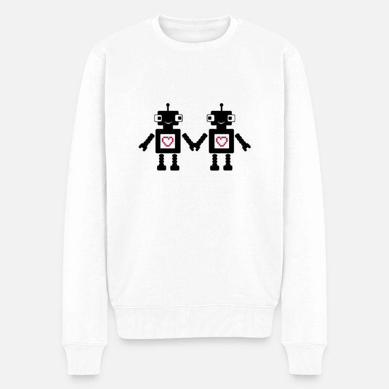 roboters_in_love_02 - Pull Premium bio Homme - blanc