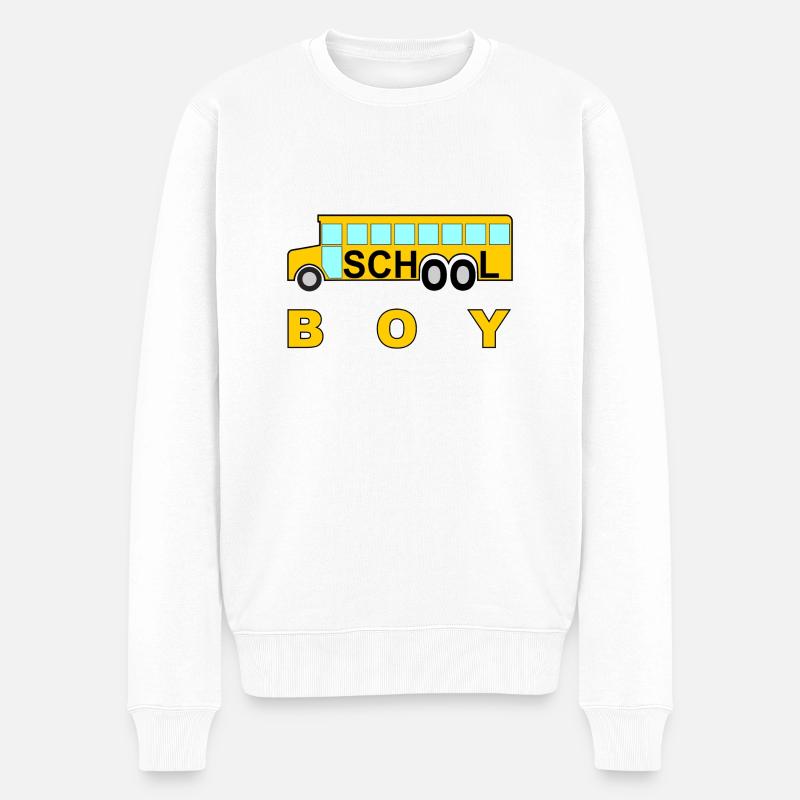 schule school boy schule schulbus #schule %schule - Männer Premium Bio Pullover - Weiß