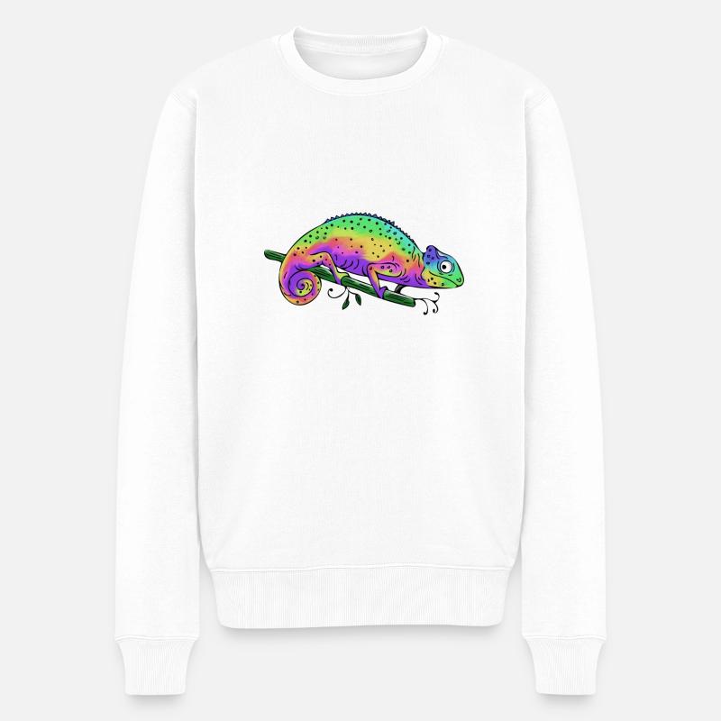 Chamäleon - Männer Premium Bio Pullover - Weiß