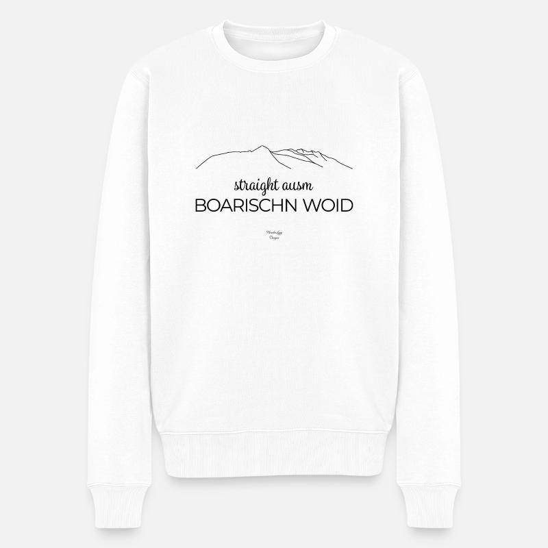 Straight ausm boarischn Woid - Männer Premium Bio Pullover - Weiß