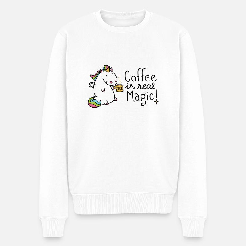 Coffee is real Magic - Männer Premium Bio Pullover - Weiß
