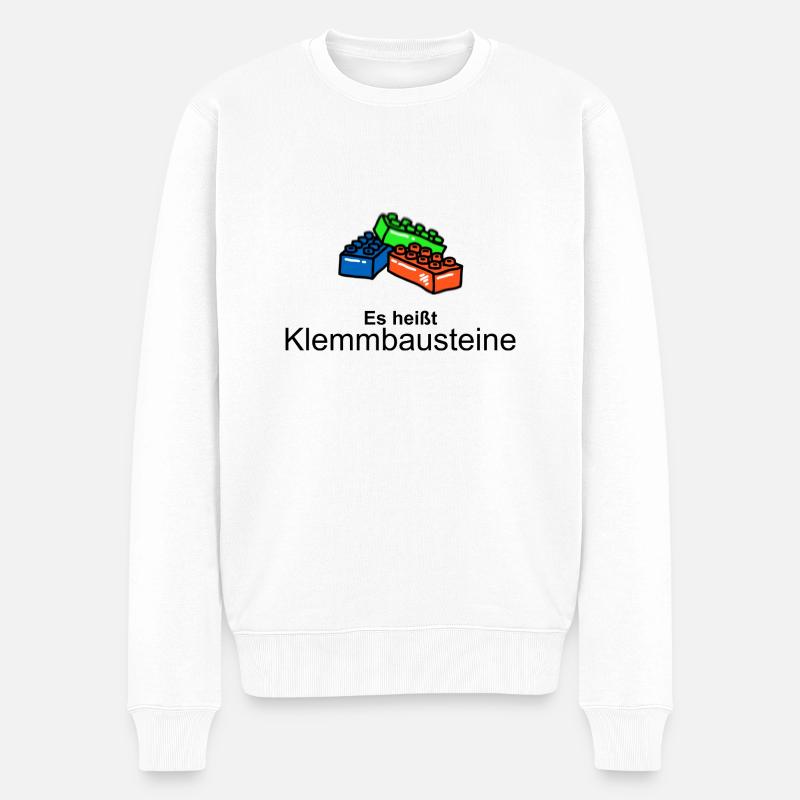 Klemmbaustein Spielzeug Steine Spielsachen Kinder - Männer Premium Bio Pullover - Weiß