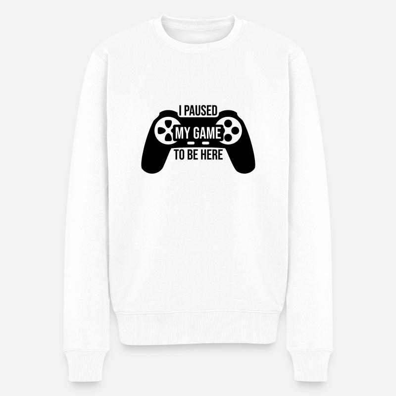 Game Paused Controller - Männer Premium Bio Pullover - Weiß