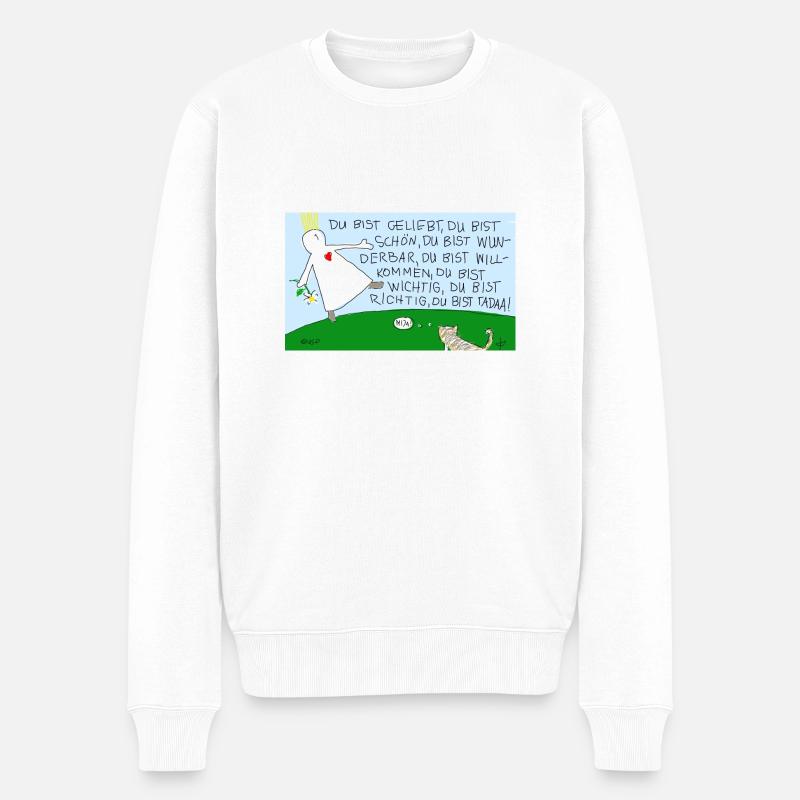 Du bist geliebt, du bist schön, du bist wunderbar, - Männer Premium Bio Pullover - Weiß
