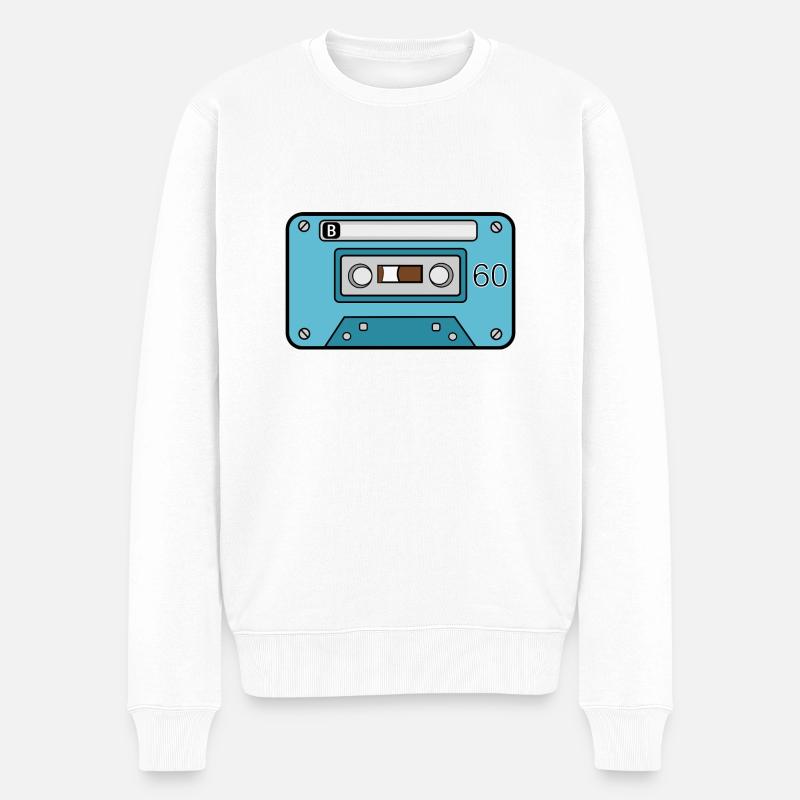 60er Musikkassette - Männer Premium Bio Pullover - Weiß