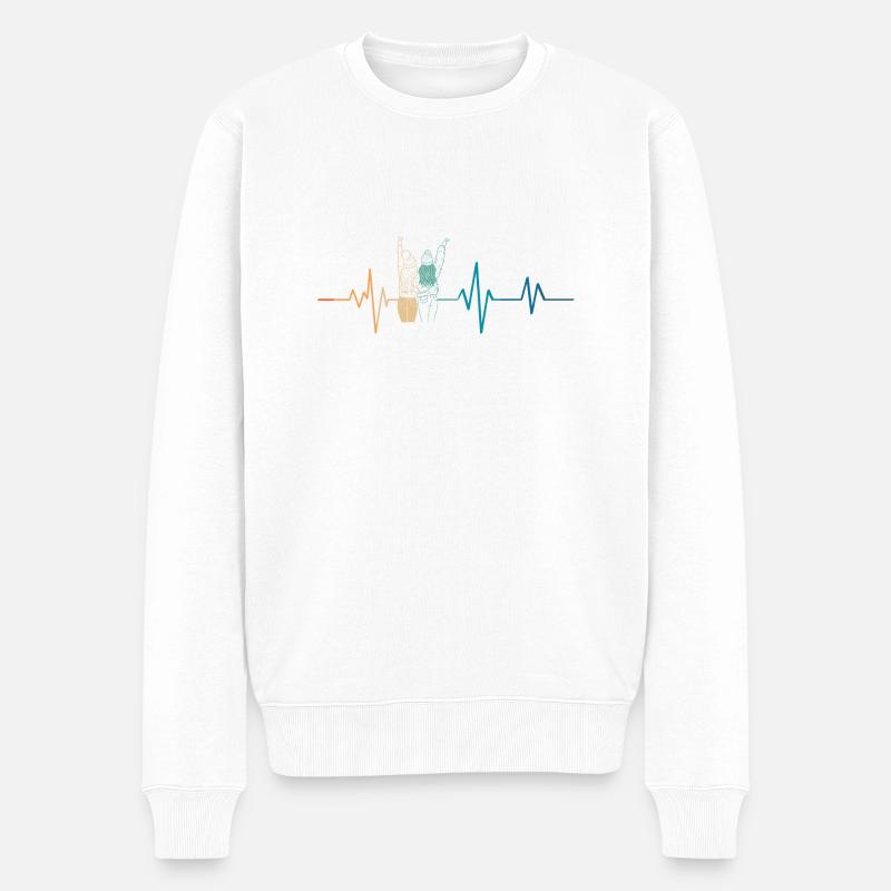 Retro Heartbeat Freundschaft - Männer Premium Bio Pullover - Weiß