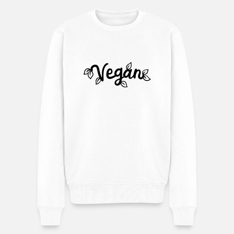 VEGAN - Männer Premium Bio Pullover - Weiß