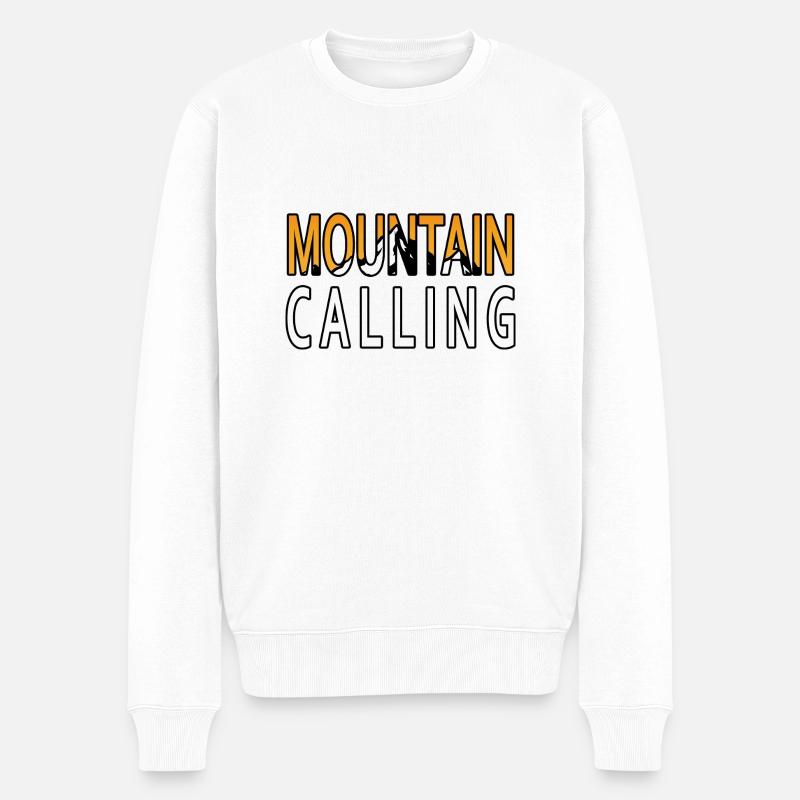 L’aventure vous attend - Mountain Calling. - Pull Premium bio Homme - blanc