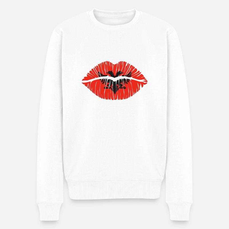 Kuss Albanien - Männer Premium Bio Pullover - Weiß