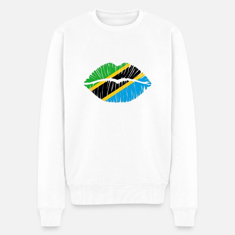 Kuss Tansania - Männer Premium Bio Pullover - Weiß