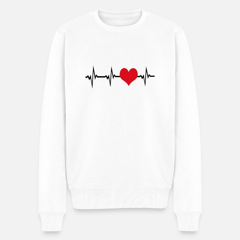 Mon cœur battait vous aime - Pull Premium bio Homme - blanc