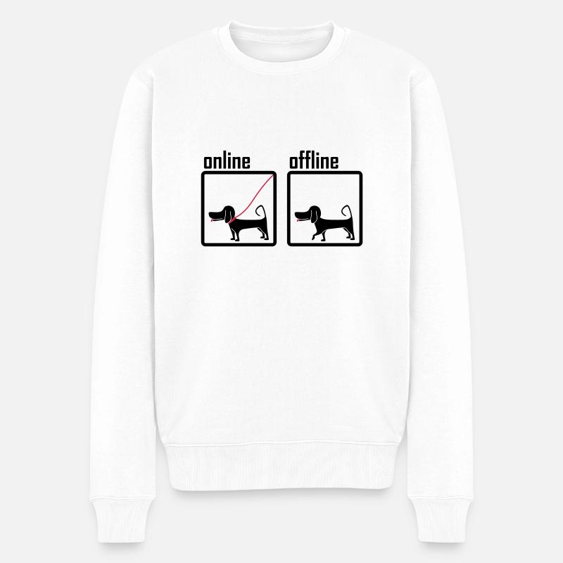 online / offline (Hund) - Männer Premium Bio Pullover - Weiß