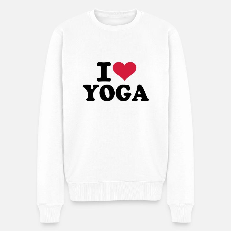 I love Yoga - Männer Premium Bio Pullover - Weiß