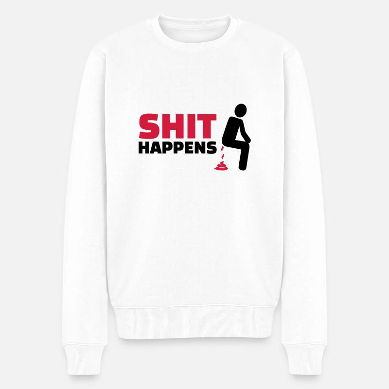 Shit happens - Männer Premium Bio Pullover - Weiß