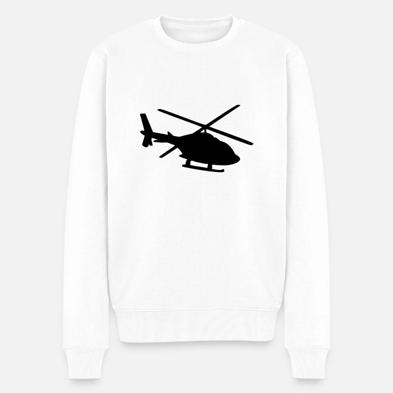 Silhouette ombre hélicoptère - Pull Premium bio Homme - blanc