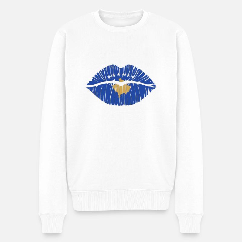Kuss Kosovo - Männer Premium Bio Pullover - Weiß