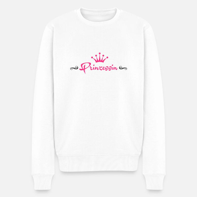Süße Prinzessin mit Krone - Männer Premium Bio Pullover - Weiß