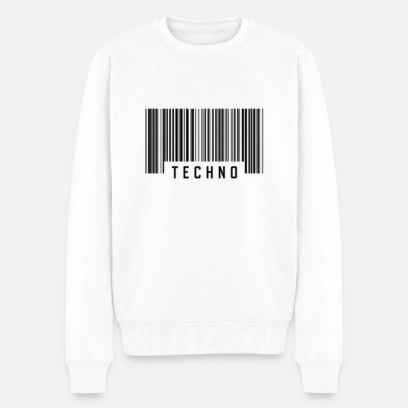 Techno - Männer Premium Bio Pullover - Weiß