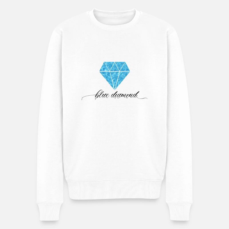 Blue Diamond - Blauer Diamant - Männer Premium Bio Pullover - Weiß