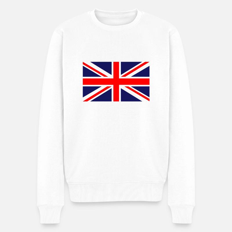 Großbritannien Flagge - Union Jack - Männer Premium Bio Pullover - Weiß