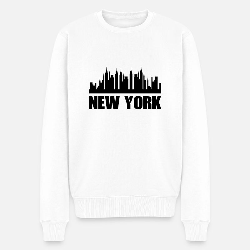 New York - Männer Premium Bio Pullover - Weiß