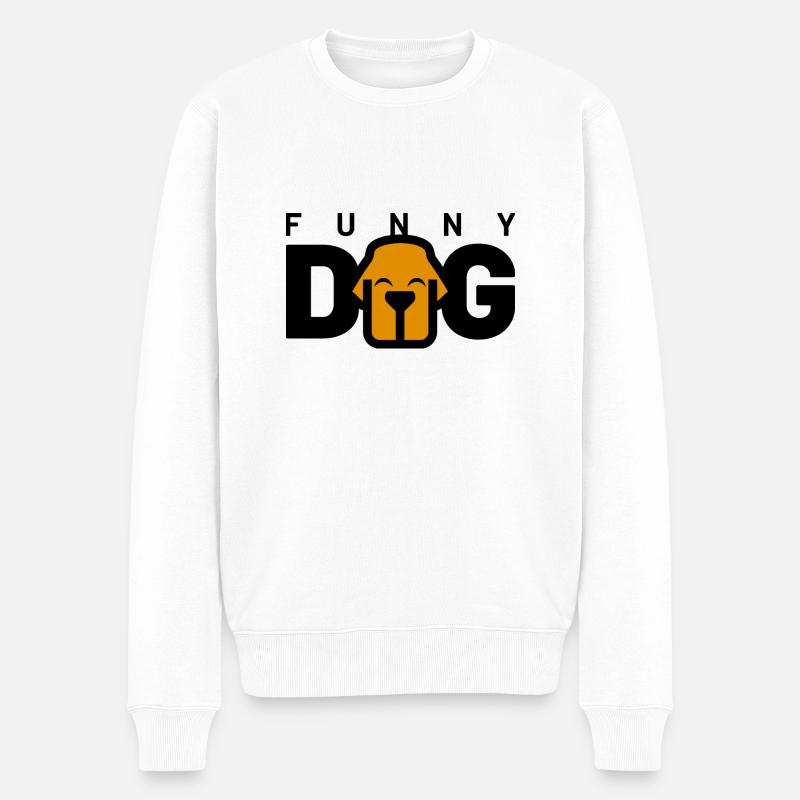 FUNNY DOG - Männer Premium Bio Pullover - Weiß