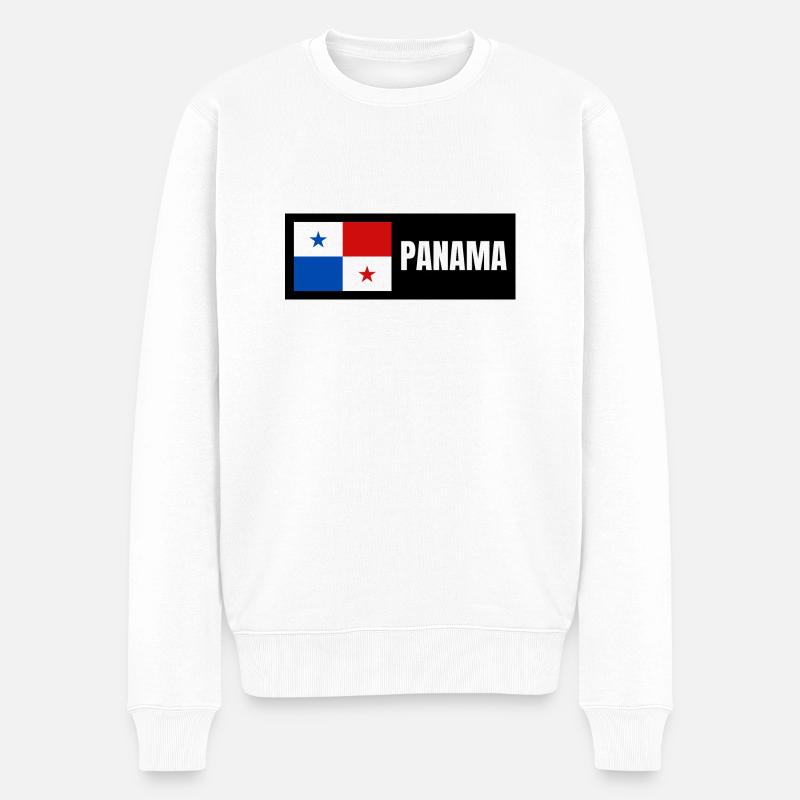 Panama Flagge - Männer Premium Bio Pullover - Weiß