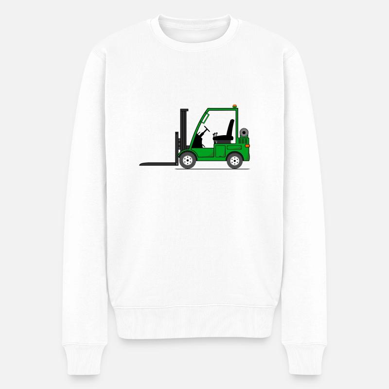 Stapler Gabelstabler Grün - Männer Premium Bio Pullover - Weiß