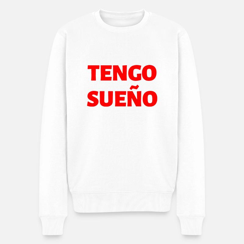 schläfrig, müde Spanisch Spanien - Männer Premium Bio Pullover - Weiß