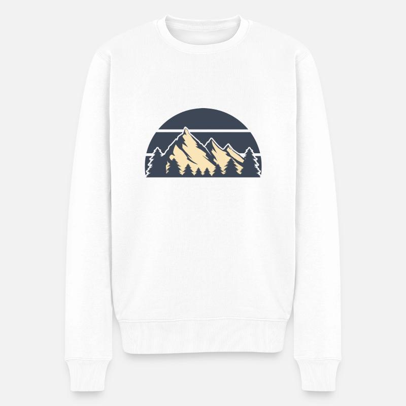 vintage sunset Berge weiß - Männer Premium Bio Pullover - Weiß