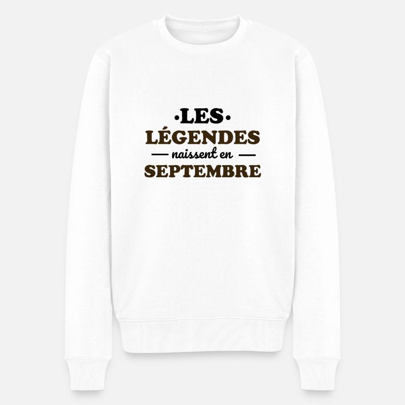 Les Légendes naissent en Septembre - Pull Premium bio Homme - blanc