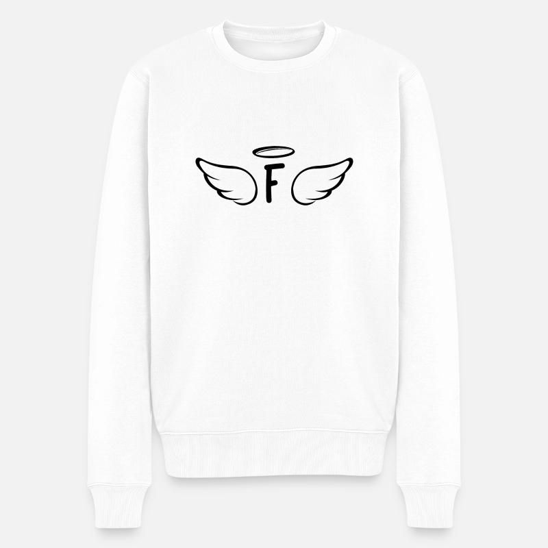 Buchstabe f Engelsflügel - Männer Premium Bio Pullover - Weiß