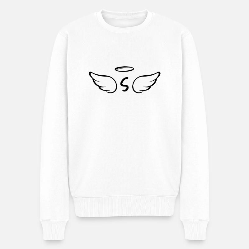 Buchstabe s Engelsflügel - Männer Premium Bio Pullover - Weiß