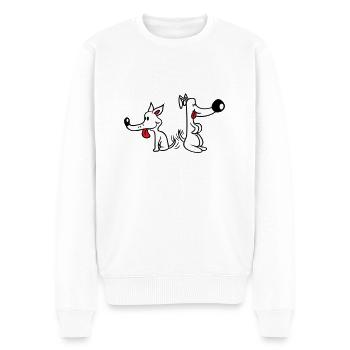 2 chiens gros nez excité mouvement - Pull Premium bio Homme - blanc - Devant - Thijin (182cm)