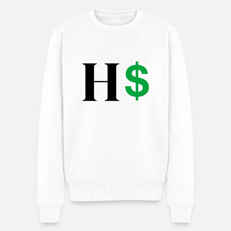 Buchstabe h Dollar - Männer Premium Bio Pullover - Weiß