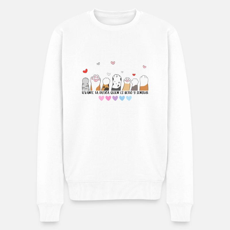 Chats pattes mains en l’air - Pull Premium bio Homme - blanc